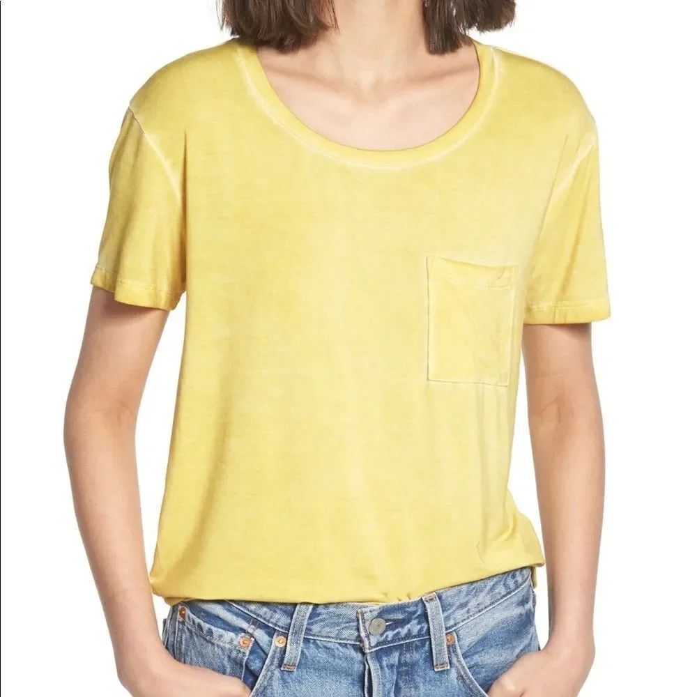 Good Luck Gem Yellow Washed Stretch Modal Tee SzSm